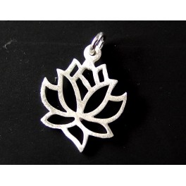 2 of 925 Sterling Silver Lotus Charms 16x20 mm.Brush Finished.