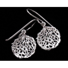 925 Sterling Silver Leaf Earrings 11x13 mm.Polish Finished
