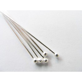 925 Sterling Silver 25 Head Pins 50 mm. 25 AWG.