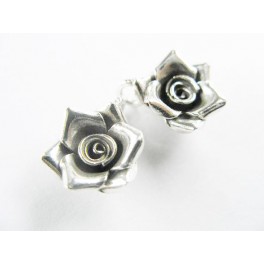 Karen Hill Tribe Silver 2 Rose Charms 11 mm.