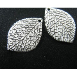 925 Sterling Silver 2 Leaf Charms  13.5x19.5 mm.