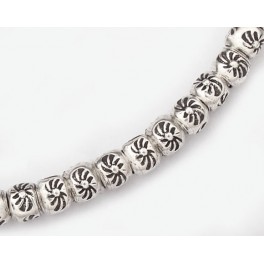 Karen Hill Tribe Silver 70 Sun Printed Spacer Beads 2.7 x 2.4 mm. 7 inches