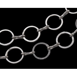 Karen Hill Tribe Silver Circle Closed Link Chain 10mm. 27 inches