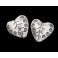 Karen Hill Tribe  Silver 2 Printed  Heart Beads 15x14mm.