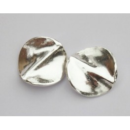 Hill Tribe Silver 2 Twisted Disc Beads 17 mm.