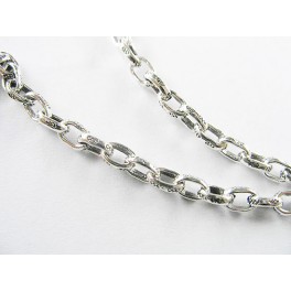 Karen Hill Tribe Silver Print Open Chain 3x5 mm. 14 inches