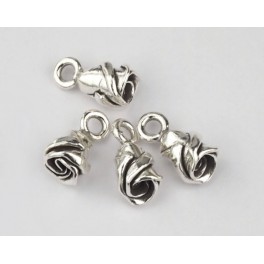 Karen Hill Tribe Silver 4 Rose Charms 6x8mm.