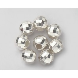 925 Sterling Silver 8 Facet Round Beads 6 mm.
