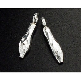 Karen Hill Tribe Silver 4 Hammered  Charms 13x3.5 mm.