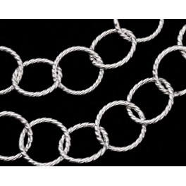 Karen Hill Tribe Silver Twisted Circle Closed Link Chain 8.7mm. 13.5 inches