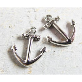 925 Sterling Silver 2 Anchor Charms  12x14 mm.