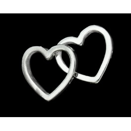 925 Sterling Silver 2 Heart Links, Connectirs 14 mm.