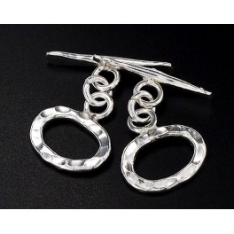 Karen Hill Tribe Silver 2 Hammered Toggles 10x14 mm.