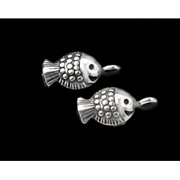 Karen Hill Tribe Silver 2 Fish Charms 7.8x12mm.