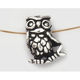 925 Sterling Silver Owl Bead 7.5x12 mm.