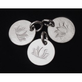 4 of 925 Sterling Silver Lotus Print Charms 10 mm.