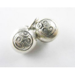 2 of Karen Hill Tribe Silver Ohm Imprint , Bell Charms 10mm.