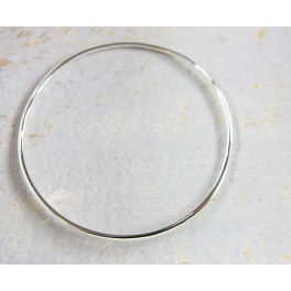 925 Sterling Silver Round Bangle Bracelet 2x65 mm.