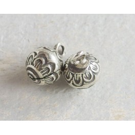 2 of Karen Hill Tribe Silver Imprint Bell Charms 10.5mm.