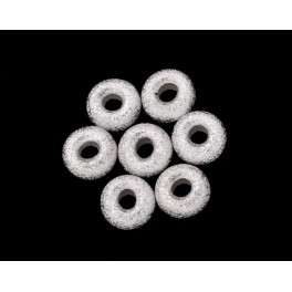 925 Sterling Silver 10 Stardust Donut Beads 4.5x2mm.