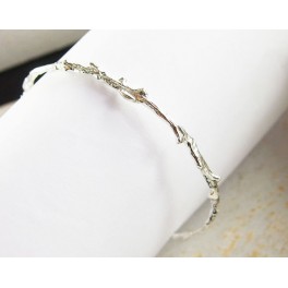 925 Sterling Silver Twig Bangle Bracelet 2x65 mm.