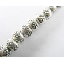 Karen Hill Tribe Silver 10 Daisy Print Rondelle Beads 6.2x4.5mm.