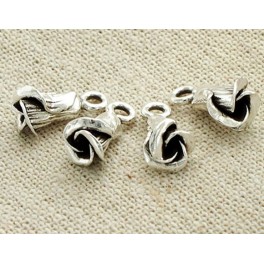 Karen Hill Tribe Silver 4 Rose Charms 6.5x9mm.