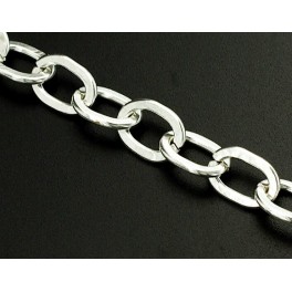Karen Hill Tribe Silver Oval Opened Link Chain 7x10 mm.7.5 inches
