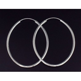 925 Sterling Silver Oval Hoop Earrings 35x45 mm.