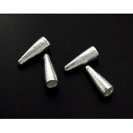 925 Sterling Silver 4 Textured Cone Beads 5x15mm.