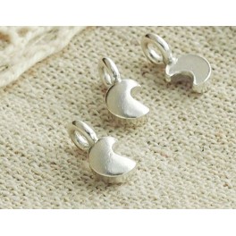6 of Karen Hill Tribe Silver Tiny Crescent Moon Charms 4.5x5.5 mm.