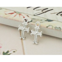 925 Sterling Silver 4 Small Cross Charms 6x8mm.