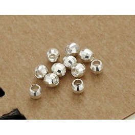 925 Sterling Silver 30 Facet Spacer Beads 2.5x3 mm.