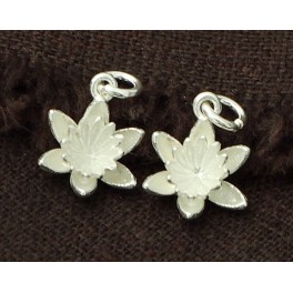 925 Sterling Silver 2 Lotus Charms 11mm. Matte Finish.