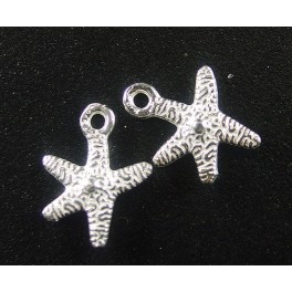 925 Sterling Silver 2 Starfish Charms 11x12mm.