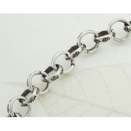 Karen Hill Tribe Silver Imprint Opened Link Chain 7 mm. 7 inches