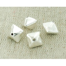 Karen Hill Tribe Silver 4 Diamond Shape Beads 8x10mm.