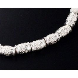 Karen Hill Tribe Silver 15 Flower Printed Spacer Beads 4x6mm.
