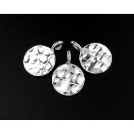 Karen Hill Tribe Silver 4 Hammered  Circle Disc Charms 10mm.