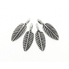 Karen Hill Tribe Silver 6 Leaf Charms 6x12 mm.