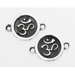 925 Sterling Silver 2 Ohm Printed Connectors,Links 10.7mm.