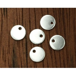 925 Sterling Silver 8 Round Tag Charms 6mm.