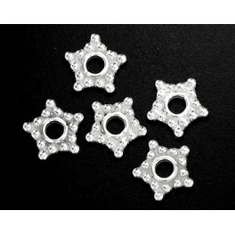 925 Sterling Silver 20 Star Spacer Beads 7mm.