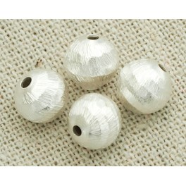 Karen Hill Tribe Silver 4 Brushed Round Beads 8 mm.