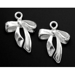 925 Sterling Silver 2 Bow Charms 12.5x13mm.