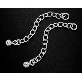 925 Sterling Silver 2  Extension Chains  1.5 inches with Ball Charm