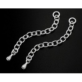 925 Sterling Silver 2  Extension Chains  1.5 inches with Drop Charm