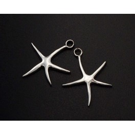925 Sterling Silver 2 Starfish Charms 13.5mm.
