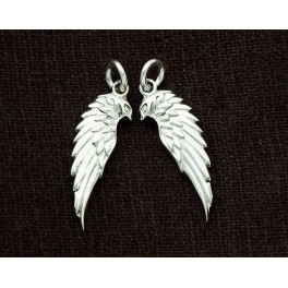 925 Sterling Silver 2 Angel Wing Charms 6.5x20mm.