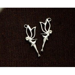 925 Sterling Silver 2 Fairy Charms 9x21mm.